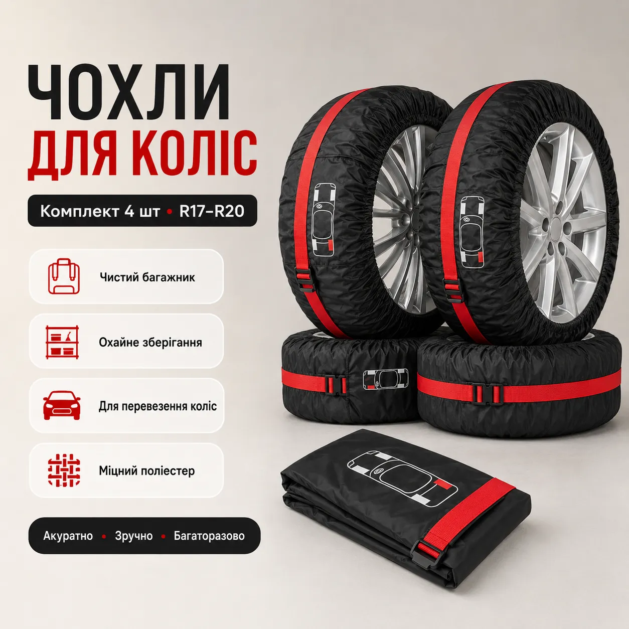 Комплект чохлів для коліс R14-R23, обкладинка